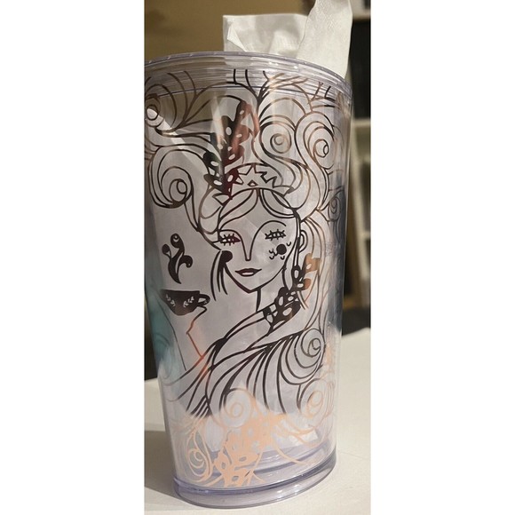 STARBUCKS 2018 Clear Acrylic Tumbler  W/Gold Siren 16oz W/Straw - RARE - Picture 2 of 9